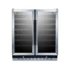 image of Summit SWC3066B 30" Glass Door Wine Refrigerator, Dual Temperature, 66 Bottles