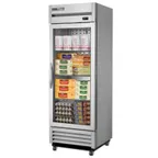 image of True T-19G-HC~FGD01 27" 1-Section Reach-In Refrigerator w/ Glass Door, Bottom Mount, Stainless Steel Front-Aluminum Sides