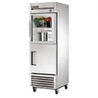 image of True T-23-1-G-1-HC~FGD01 27" 1-Section Reach-In Refrigerator w/ Glass & Solid Half Door, Bottom Mount, Stainless Steel Front-Aluminum Sides