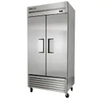 image of True T-35-HC 39" Two Section Reach-In Refrigerator w/ 2 Solid Doors, Bottom Mount, Stainless Steel Front-Aluminum Sides
