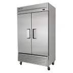 image of True T-43-HC 47" Two Section Reach-In Refrigerator w/ 2 Solid Doors, Bottom Mount, Stainless Steel Front-Aluminum Sides