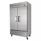 image of True T-43F-HC 47" Two Section Reach-In Freezer w/ 2 Solid Doors, Stainless Steel Front Aluminum Sides