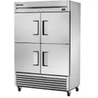 image of True T-49-4-HC 54" Two Section Reach-In Refrigerator w/ 4 Solid Half Doors, Bottom Mount, Stainless Steel Front-Aluminum Sides