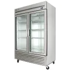 image of True T-49G-HC~FGD01 54" Two Section Reach-In Refrigerator w/ 2 Glass Doors, Bottom Mount, Stainless Steel Front-Aluminum Sides