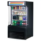 image of True TAC-14GS-LD 30" Vertical Air Curtain Merchandiser in Black, Self Contained, 3 Shelves, Plexiglass Side Panels
