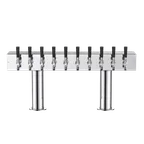 image of Talos 1044803-00 T‑Type 8‑Way Draft Beer Tower, 8 Taps, Countertop, 2‑Column Chrome, Steel PVC Tube