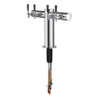 image of Talos 1045465-00 T-Shaped Draft Beer Tower, Countertop, 4-Tap Glycol-Cooled, Chrome Finish, 12" Tall