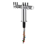 image of Talos 1045665-00 T-Shaped Draft Beer Tower, Countertop, 6-Tap Glycol-Cooled, 304 Tube, Chrome Finish