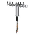 image of Talos 1045865-00 T‑Shaped Draft Beer Tower 8‑Tap Countertop, Steel Tube, Chrome Finish, Glycol‑Cooled