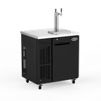 image of Talos 1080487-75 35" Black Kegerator 4 1/6" Kegs Air‑Cooled Beer Cooler Safety Lock Casters R134a