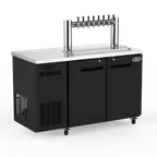 image of Talos 1080889 Dual Keg Cooler, 61" Black Finish, 5‑8 Slim 1/6" Kegs, Air & Water Cooled, R134a