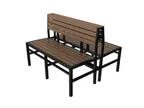 image of Tarrison ASG370B12BLCO Ace Double Dining Height Bench, 49"W x 18 3/5"D x 34"H, Plywood Slats, Rust Proof Aluminum, Black and Cocoa Finish