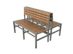 image of Tarrison ASG370B12SSNA Ace Double Dining Height Bench, 49"W 18 3/5"D x 34"H, Plywood Slats, Rust Proof Aluminum, Silver and Natural Finish