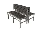image of Tarrison ASG370B12SSST Ace Double Dining Height Bench, 49"W 18 3/5"D x 34"H, Plywood Slats, Rust Proof Aluminum, Silver and Slate Finish