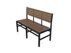 image of Tarrison ASG370B1BLCO Ace Dining Bench, 49"W 18 3/5"D x 34"H, Plywood Slats, Rust Proof Aluminum, Black and Cocoa Finish
