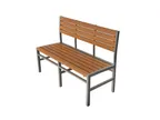 image of Tarrison ASG370B1SSNA Ace Dining Bench, 49"W 18 3/5"D x 34"H, Plywood Slats, Rust Proof Aluminum, Silver and Natural Finish