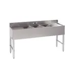 image of Tarrison TA-BS32460LR 60" Underbar Sink Units, 3 Compartment with 2 Drainboards