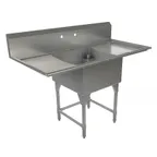 image of Tarrison TA-CDS124LR16-KIT 60" One Compartment Sink, 24"W x 24"L BowlWith 2 Drainboards/16 gauge