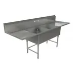 image of Tarrison TA-CDS224LR16-KIT 96" Two Compartment Sink, 24"W x 24"L Bowl With 2 Drainboards -16 Gauge