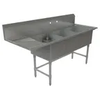 image of Tarrison TA-CDS318L16-KIT 75" Three Compartment Sink, 18"W x 21"L Bowl With Left-Hand Drainboard
