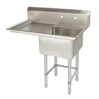 image of Tarrison TA-PS118L-KIT 39" One Compartment Sink, 18"W x 18"L Bowl With Left-Hand Drainboards