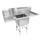 image of Tarrison TA-PS118LR-KIT 54" One Compartment Sink, 18"W x 18"L Bowl With 2 Drainboards/18 gauge