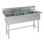 image of Tarrison TA-PS315-KIT 51" Three Compartment Sink, 15"W x 18"L Bowl Without Drainboard