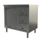 image of Tarrison TC-C2436D Sliding Door Servery Work Table, Mid-Shelf & Drawers with Locks / 36"W X 24"D