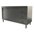 image of Tarrison TC-C2460D Sliding Door Servery Work Table, Mid-Shelf & Drawers with Locks / 60"W X 24"D