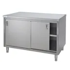 image of Tarrison TC-C3048 Sliding Doors Cabinet Base Servery Work Table with Mid-Shelf, 48"W X 30"D