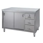 image of Tarrison TC-C3048D Sliding Door Servery Work Table, Mid-Shelf & Drawers with Locks / 48"W X 30"D