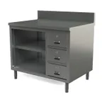 image of Tarrison TC-CO3042BD-KIT Open Front Work Table with Backsplash, Mid-shelf & Drawer / 42"W x 30"D