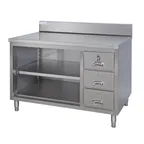 image of Tarrison TC-CO3048BD-KIT Open Front Work Table with Backsplash, Mid-shelf & Drawer / 48"W x 30"D