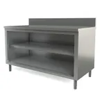 image of Tarrison TC-CO3060B-KIT Cabinet Base Open Front Work Table with Mid-Shelf & Backsplash, 60"W x 30"D