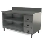 image of Tarrison TC-CO3060BD-KIT Open Front Work Table with Backsplash, Mid-shelf & Drawer / 60"W x 30"D