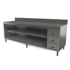 image of Tarrison TC-CO3096BD-KIT Open Front Work Table with Backsplash, Mid-shelf & Drawer / 96"W x 30"D