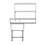 image of Tarrison TF-UCDSPDT1R-KIT 51" Undercounter Soiled Dishtable w/ Sink On Left, 7-1/2" Backsplash