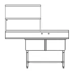 image of Tarrison TF-UCDSPDT2L-KIT 75" Undercounter Soiled Dishtable w/ Sink On Right, 7-1/2" Backsplash