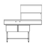 image of Tarrison TF-UCDSPDT2R-KIT 75" Undercounter Soiled Dishtable w/ Sink On Left, 7-1/2" Backsplash