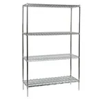 image of Tarrison TS-18487ZDM-KIT 4 Shelf Clear Epoxy Coated Wire Starter Shelving Unit - 48" x 18" x 74"