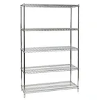 image of Tarrison TS-24367Z5-KIT 5 Shelf Clear Epoxy Coated Wire Starter Shelving Unit - 36" x 24" x 74"