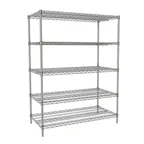 image of Tarrison TS-24486Z5-KIT 5 Shelf Clear Epoxy Coated Wire Starter Shelving Unit - 48" x 24" x 63"