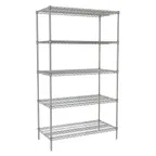 image of Tarrison TS-24488Z5-KIT 5 Shelf Clear Epoxy Coated Wire Starter Shelving Unit - 48" x 24" x 86"