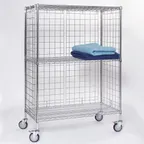 image of Tarrison TS-LC2448C-KIT Chrome Wire Linen Transport Cart  - 48" x 24" 