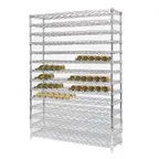 image of Tarrison TS-WR1436C7-KIT 126-Bottle Chrome 14-Shelf Wine Bottle Display Rack - 36" x 14" x 74"