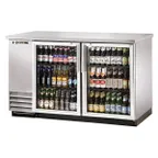 image of True TBB-2G-S-HC-LD 58" Two Glass Swing Door Stainless Steel Back Bar Cooler with LED