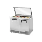image of True TFP-48-18M-HC~FGLID 48" Mega Top Sandwich/Salad Prep Table w/ 2 Doors, 18 Pans