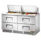 image of True TFP-64-24M-D-4-HC 64" Mega Top Sandwich/Salad Prep Table w/ 4 Drawers, 24 Pans
