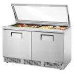 image of True TFP-64-24M-HC~FGLID 64" Mega Top Sandwich/Salad Prep Table w/ 2 Doors, 24 Pans
