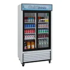 image of Turbo Air TGM-35R-N 41" 2-Glass Door Merchandiser Refrigerator, White Cabinet, 29.3 cu. ft., LED Light